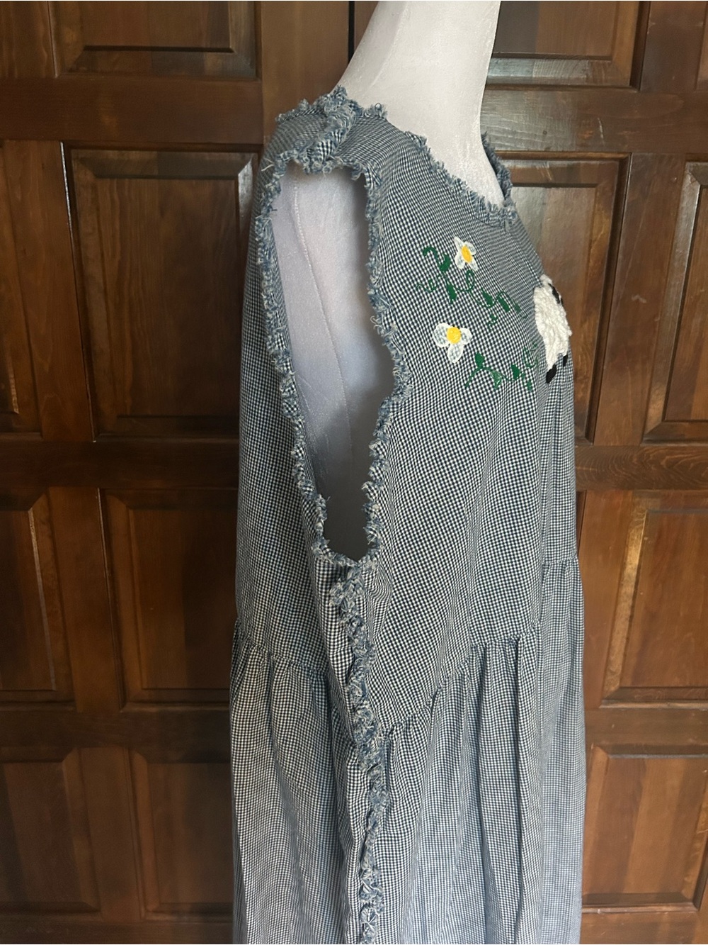Vintage Country Jumpers Gingham Dress NWT XL‎ Handmade Sheep Embroidery Prairie - Picture 4 of 9